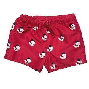Jacadi Paris Baby Swim Trunks 12M Red French Bird Print Lined MSRP $65 EUC
